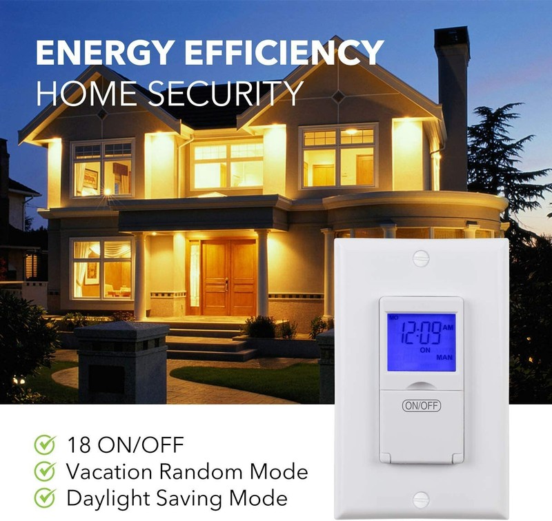 BN-LINK 7 Day Programmable In-Wall Timer Switch Digital with Blue Light, 3 way gallery