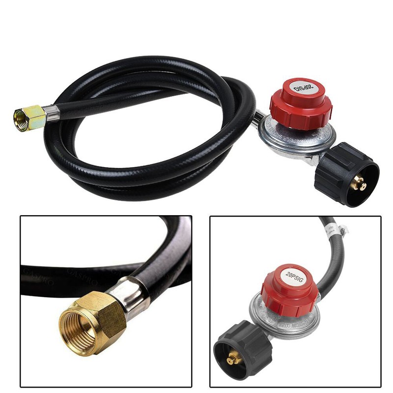Adjustable Propane Gas Regulator Hose BBQ Grill Burner Tank with 4ft Hose 20PSIG gallery