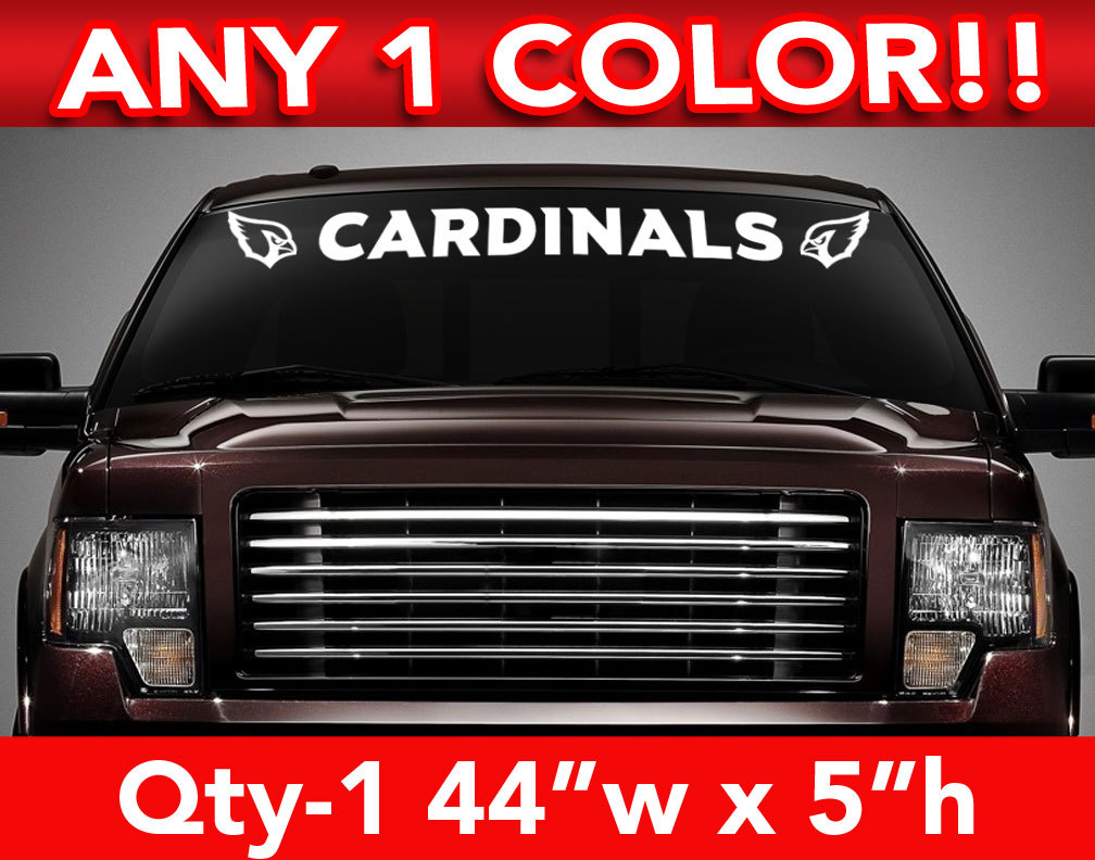 ARIZONA CARDINALS w/Logos WINDSHIELD DECAL STICKER 44"w x 5"h ANY 1 COLOR gallery