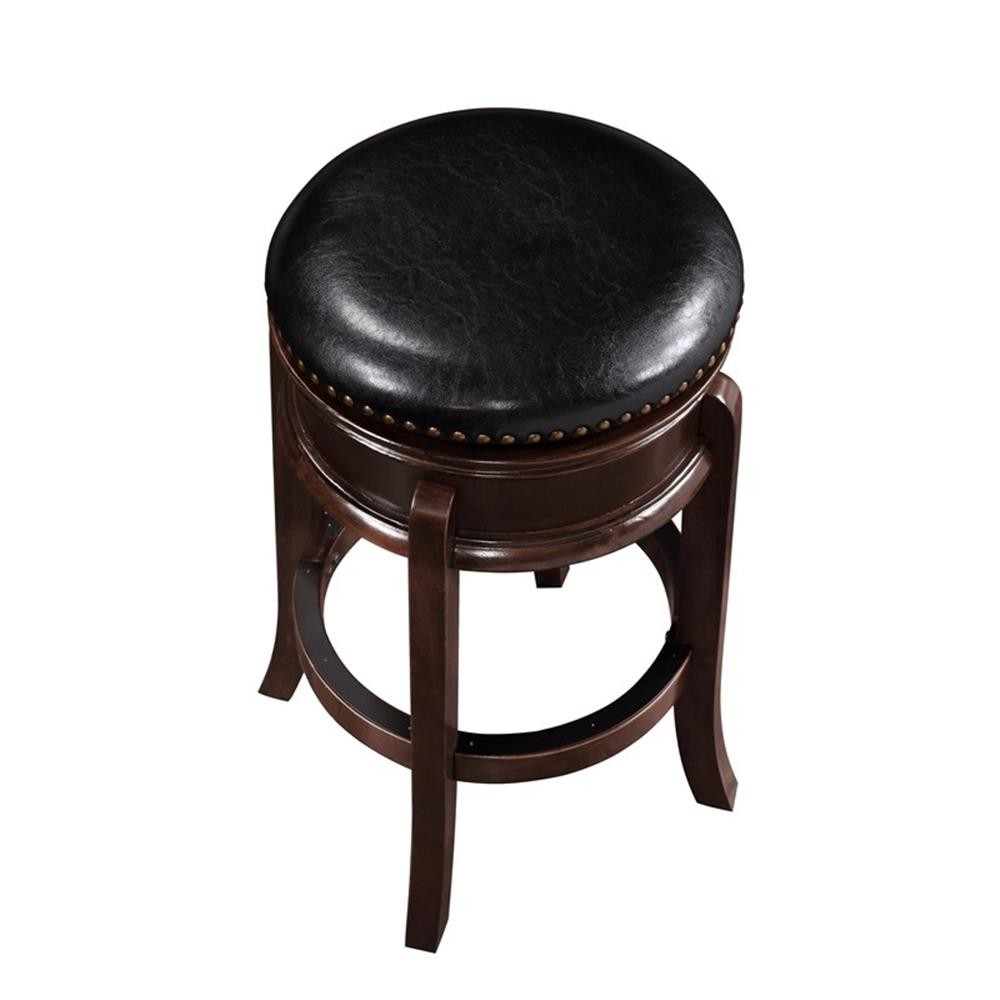 Pemberly Row Hardwood Swivel Bar Stool with Brass Nailhead Trim in Cappuccino gallery