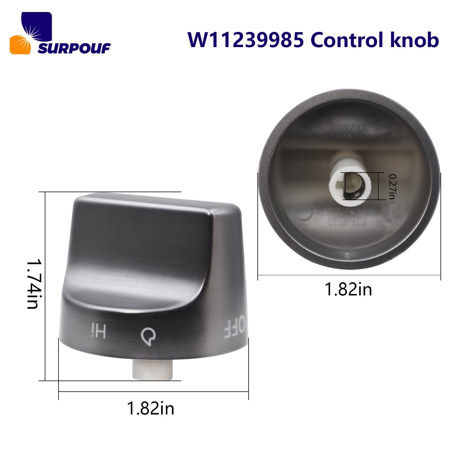 W11239985 Control Knob w10850015 Compatible with Whirlpool Gas Ranges Sliver gallery