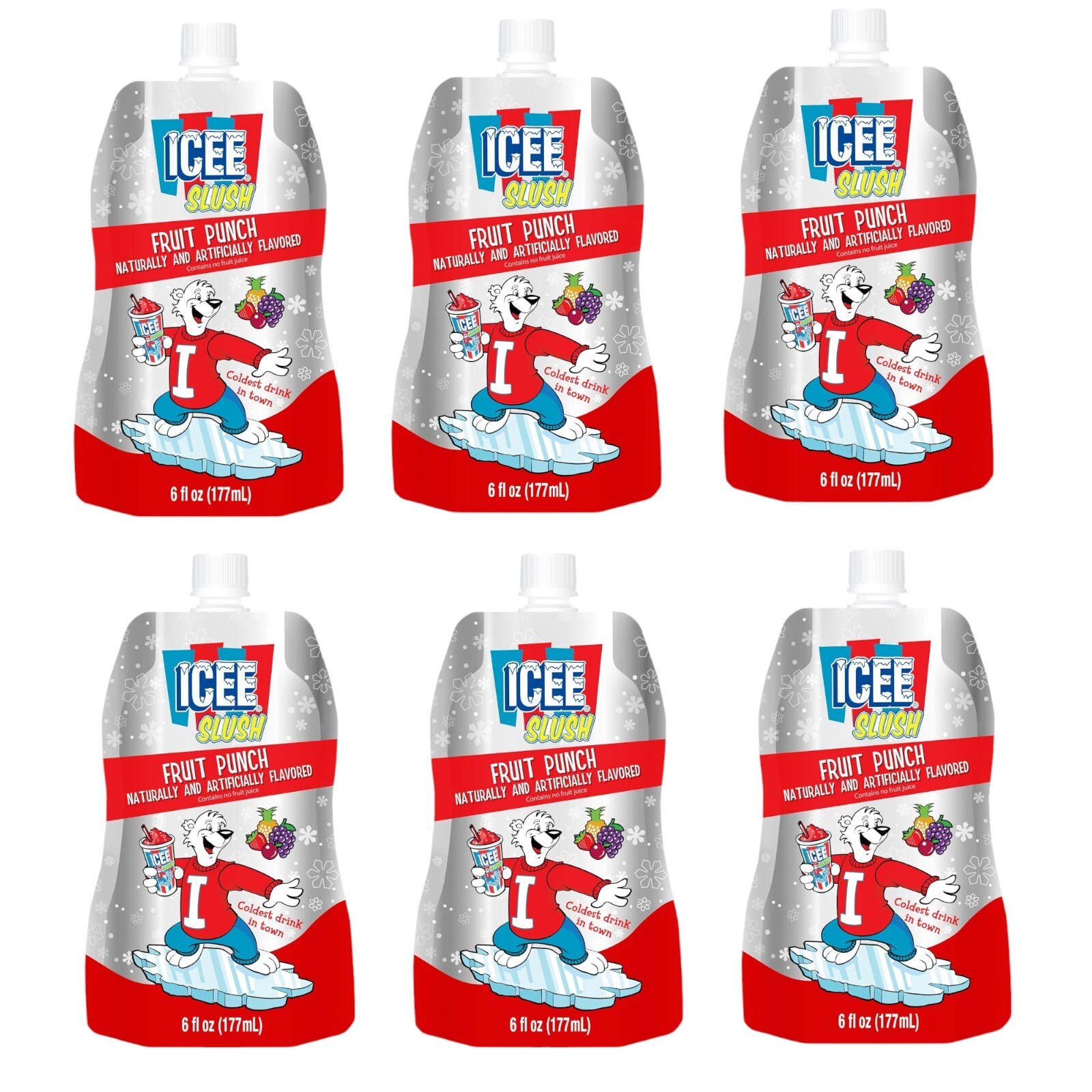 6 Pack ICEE Slush Pouch Fruit Punch 6 Oz Freeze Ice Twist Top gallery