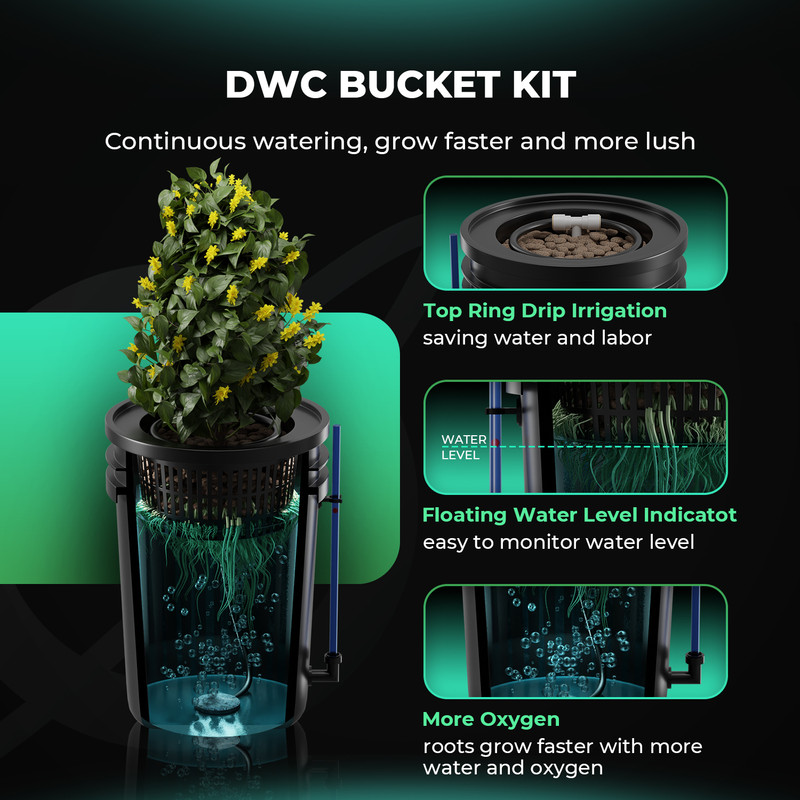 Mars Hydro DWC Hydroponics Grow System 5 Gallon Deep Water Culture with 2 Bucket gallery