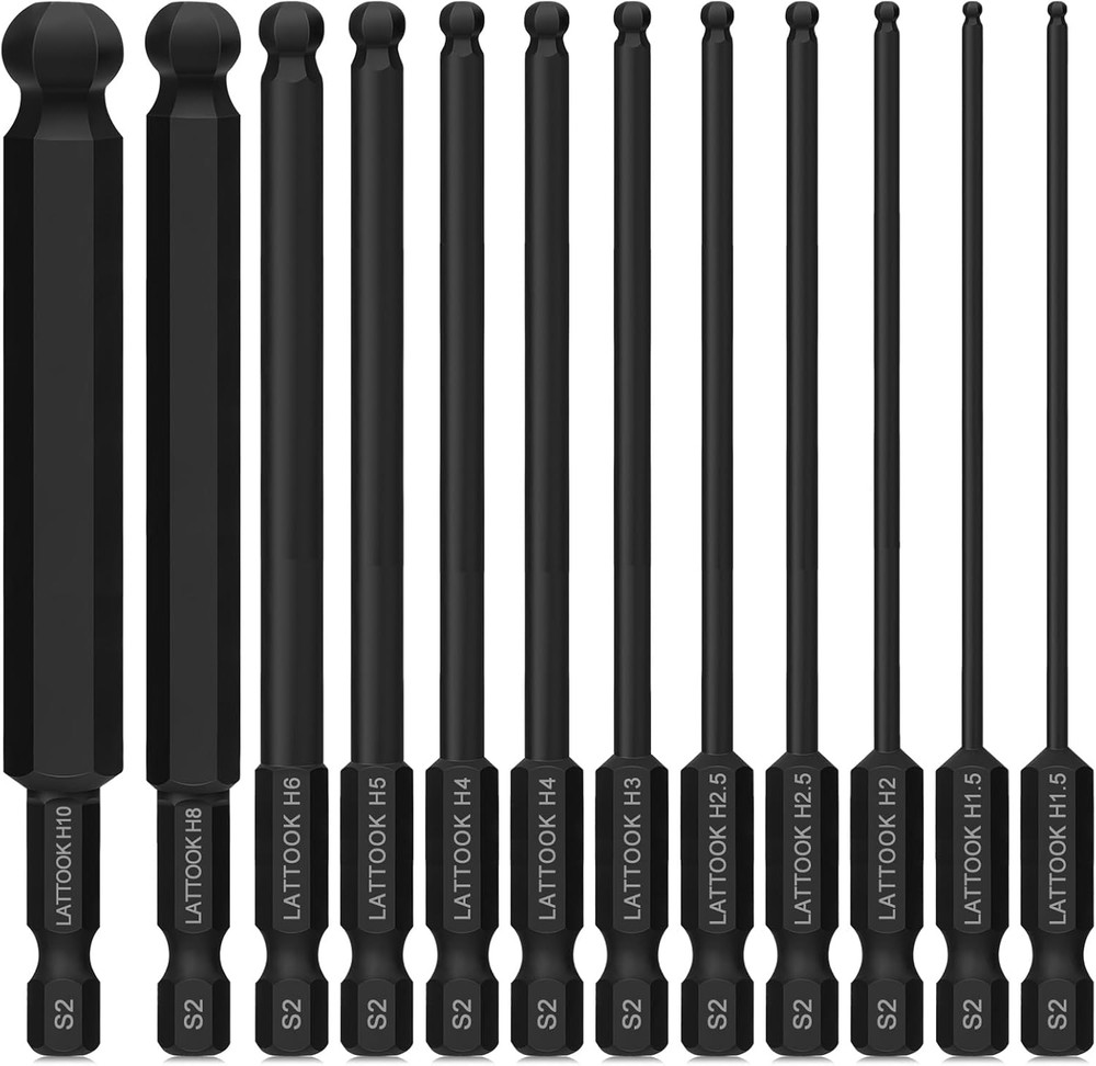 Ball End Hex Head Allen Wrench Drill Bit Set, 12PCS Metric Ball End Hex Bit Set