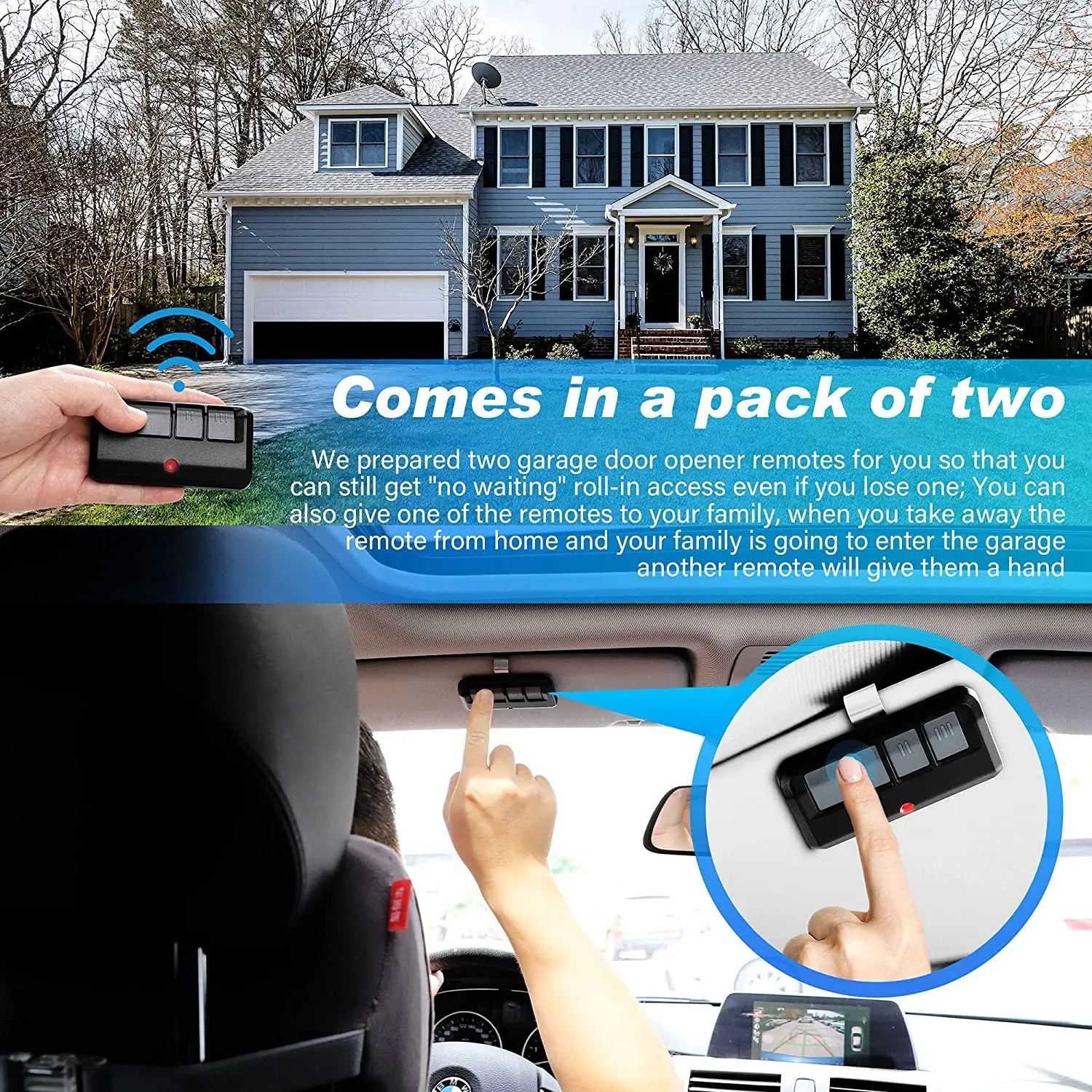 2-Pack Universal Garage Door Remote for Chamberlain LiftMaster 893LM 953EV gallery