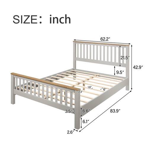 Full/Queen/King Size Solid Wood Platform Bed Frames with Headboard and Footboard gallery