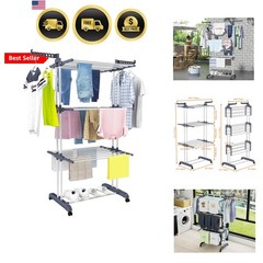 Clothes Drying Rack, Oversized 4-Tier67.7″ High Foldable Stainless Steel Dryi…