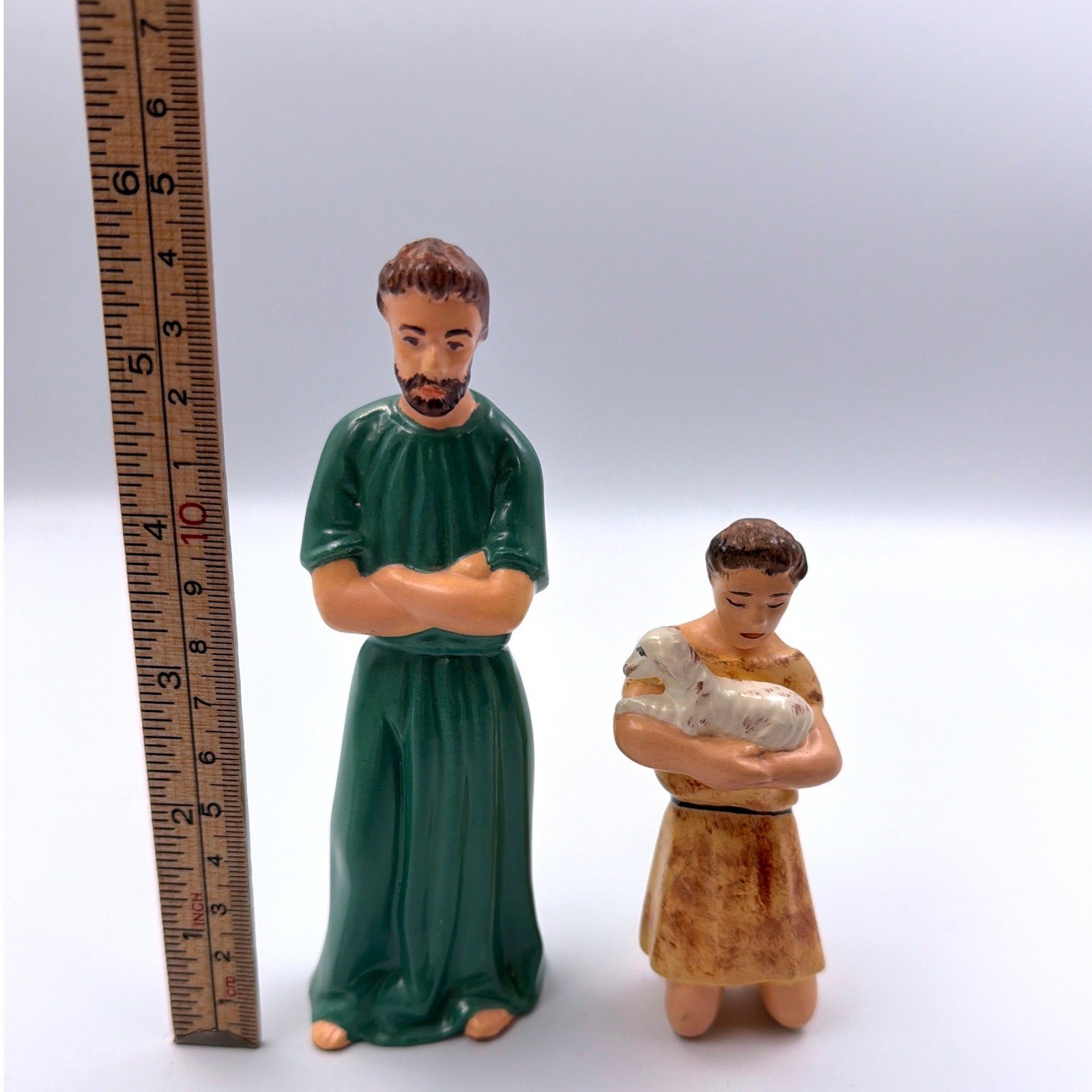 Vintage Nativity Ceramic Hand Painted Shepherd Figures Set of 2 Replacements gallery