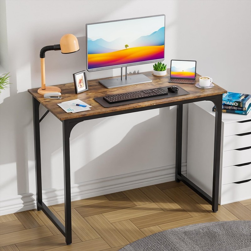 Compact & Elegant 39 Inch Computer Desk for Home Office - Adjustable Feet Design gallery