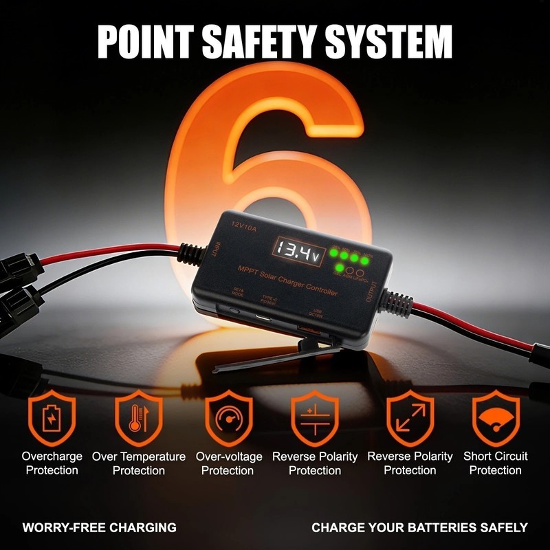 10A 12V MPPT MINI Solar Charge Controller with LCD for LiFePO4,AGM,Gel Battery gallery