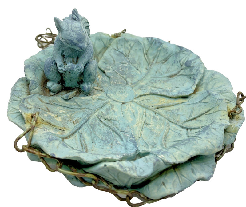 Hanging Bird Feeder, Squirrel Antique Green, Poly Resin Finish gallery