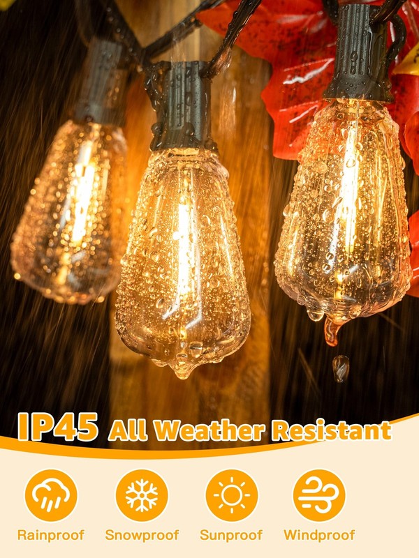 102FT Remote Dimmable Outdoor String Lights, IP45, 39 Shatterproof Edison Bulbs gallery