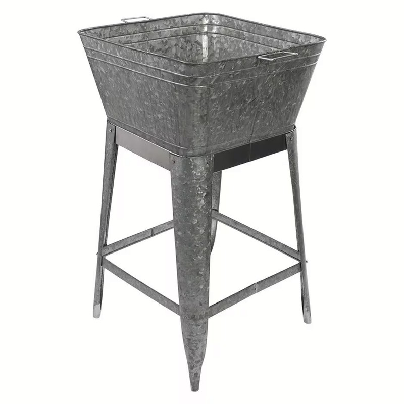 Multi-Functional Galvanized Metal Tub on Stand Beverage Planter Home Decor 32"H gallery