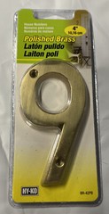 Hy-Ko BR-42PB/9 Polished Solid Brass Nail-On 9 House Number 4 in.