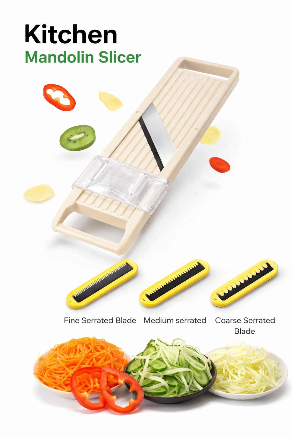 Kitchen Mandolin Slicer Vegetable Cutter w/ Guard & Blades F-9988 gallery