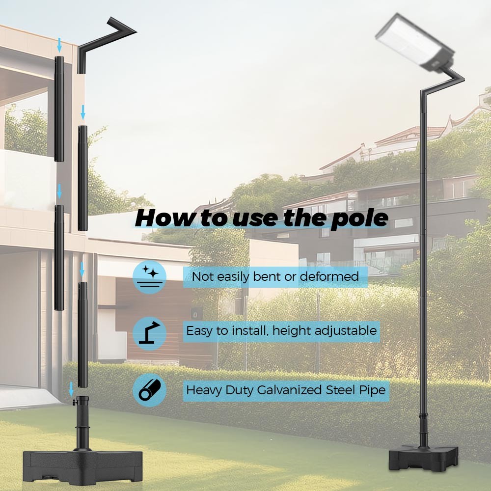 Portable Solar Street Light Pole Light Post 11Ft Light Base for Easy Relocation gallery