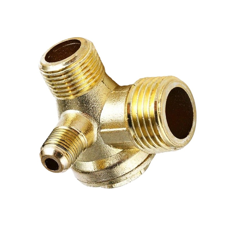 Central Pneumatic Air Compressor Check Valve 3-Port Brass 20mm/16mm/10mm-PartsJx gallery