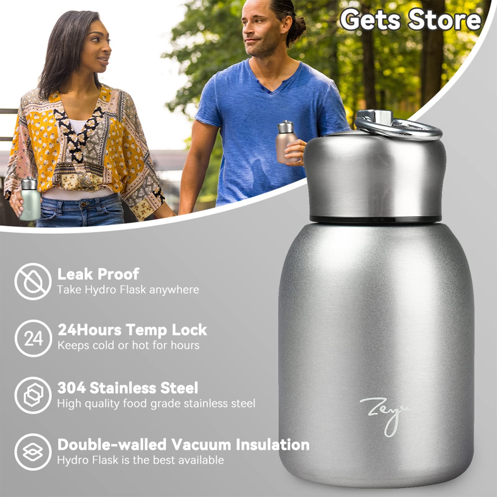 Mini 9 oz Stainless Steel Water Bottle, 280ML Vacuum Insulated Water Bottle L... gallery