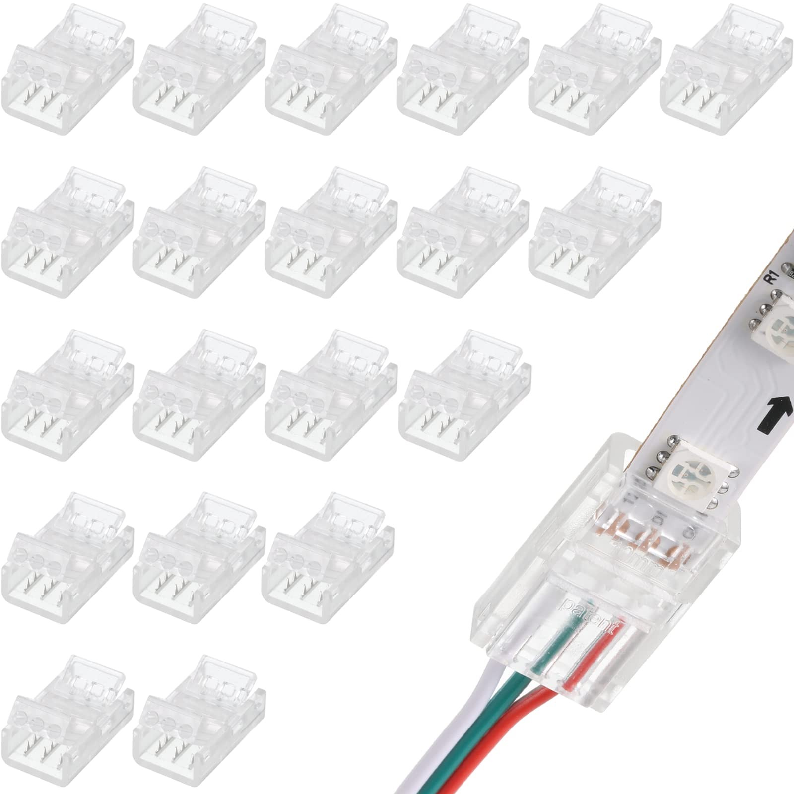 20 Pieces 3 Pin Led Light Connectors Strip To Wire Quick Connector Led Extension gallery