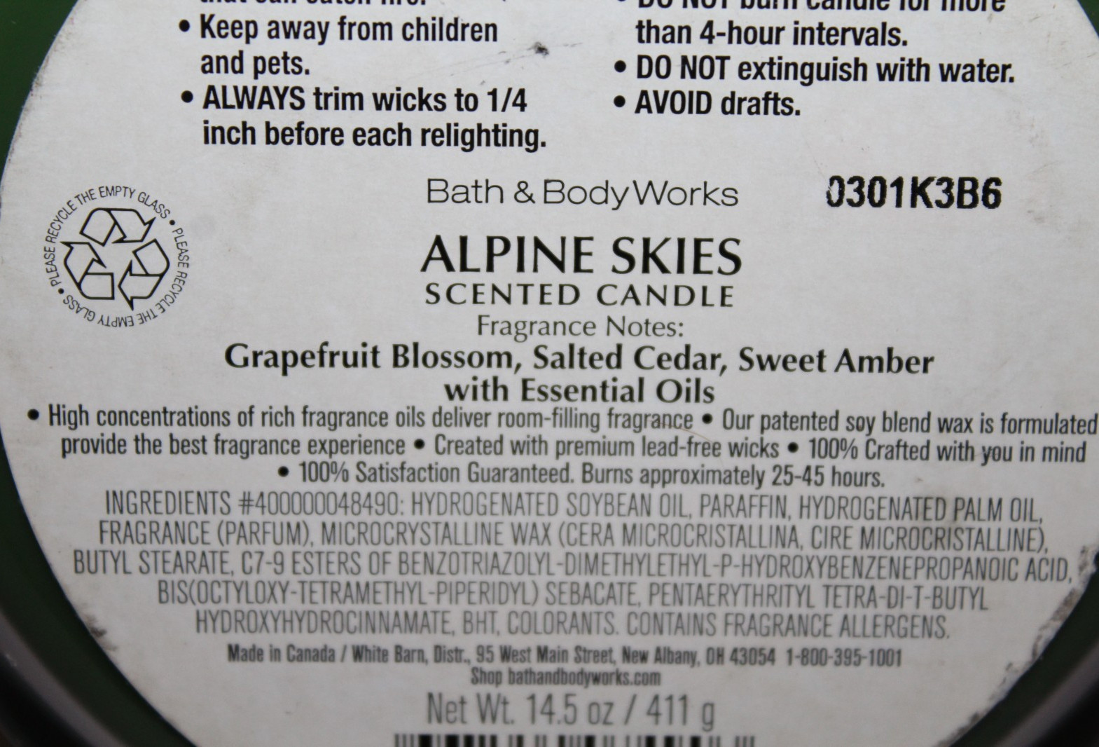 Bath & Body Works Alpine Skies 3 Wick Scented Candle 14.5 oz gallery