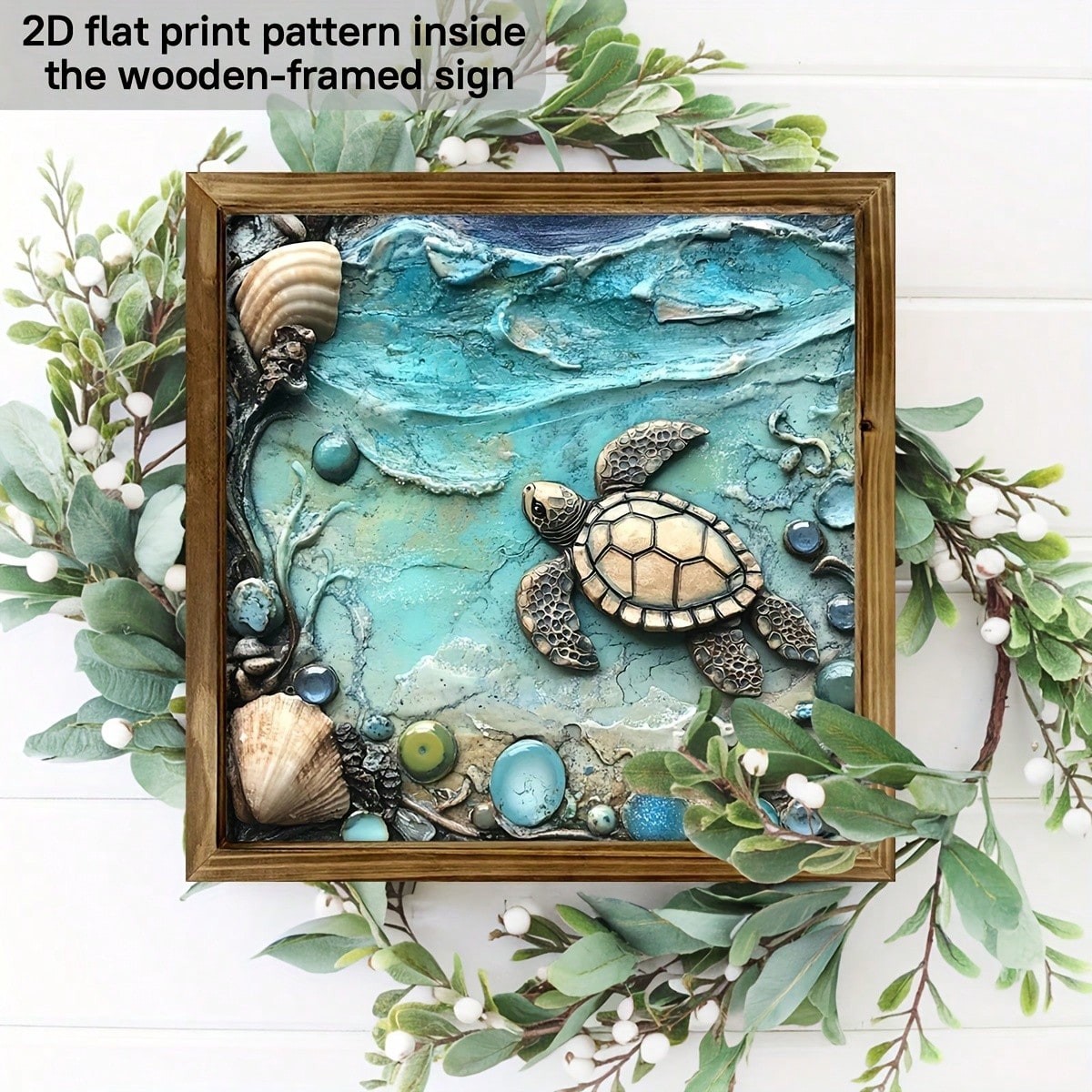 3D Relief Sea Turtle Seashell Ocean Wooden Plaque Coastal Bathroom Wall Decor gallery