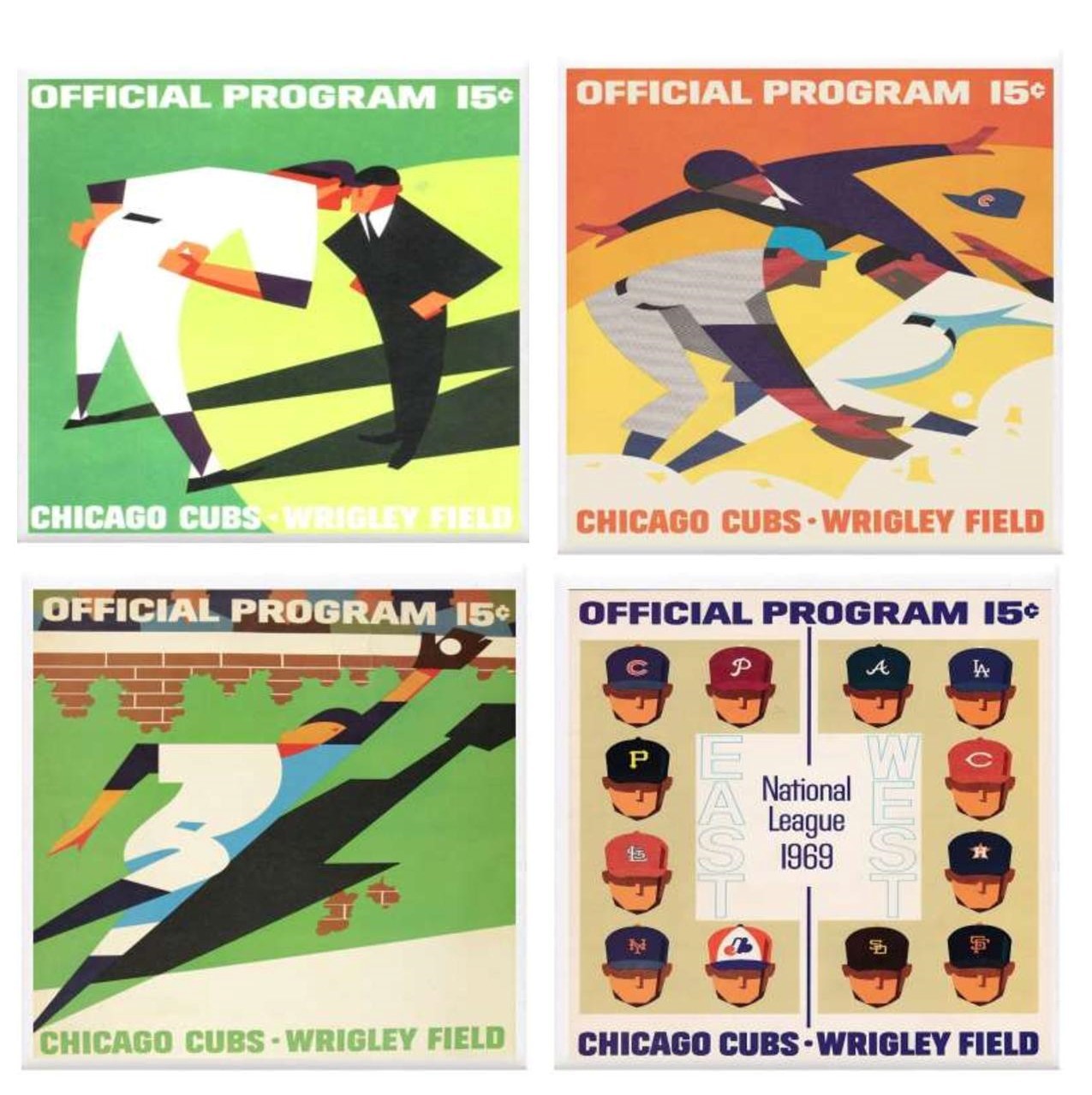 Chicago Cubs 1960's Game Program Themed 4x4 Ceramic Coasters Handmade gallery