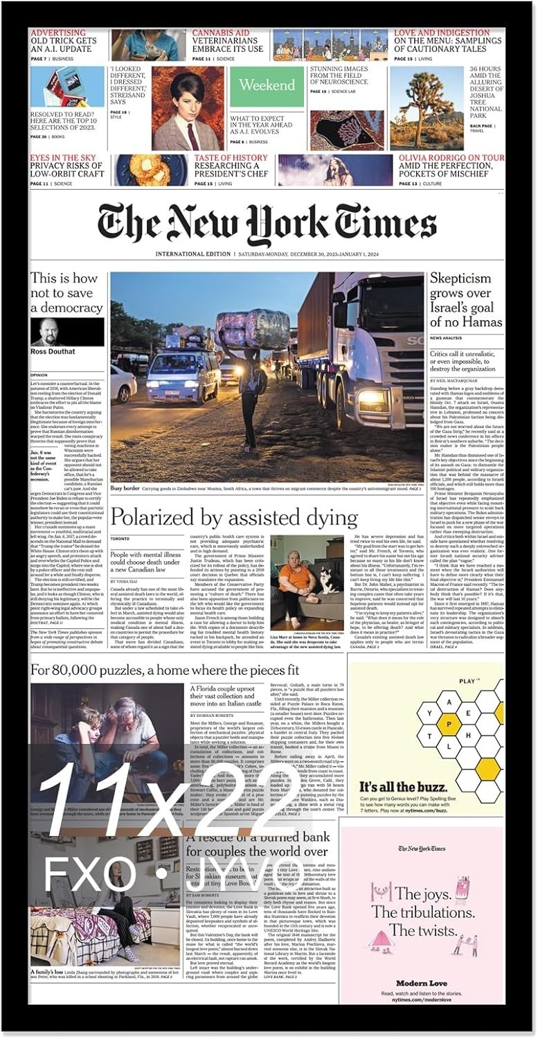 11x22 Newspaper Frame, Display 11 x 22 Inch Newspaper Front Page for Wall, Li. gallery
