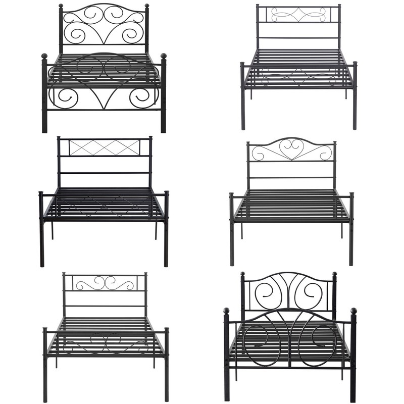 VECELO Twin Size Bed Frame w/Headboard Metal Platform Bed Frame Foundation Black gallery