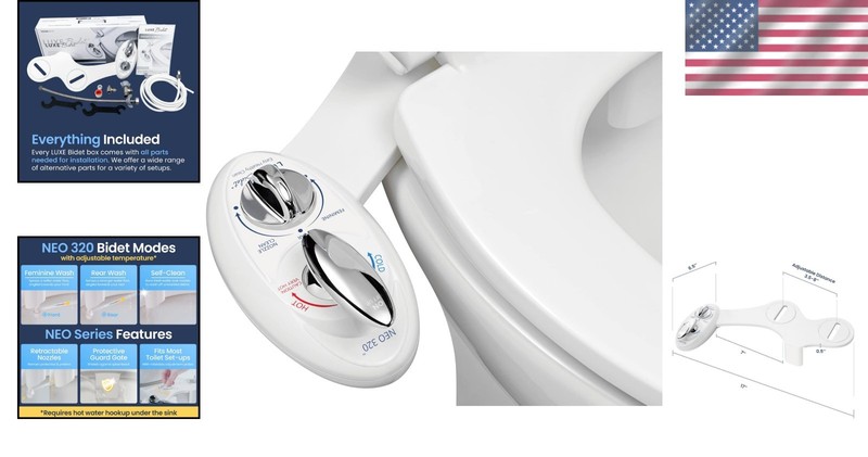 Self-Cleaning Warm Water Bidet Attachment with Dual Nozzle & Adjustable Pressure gallery