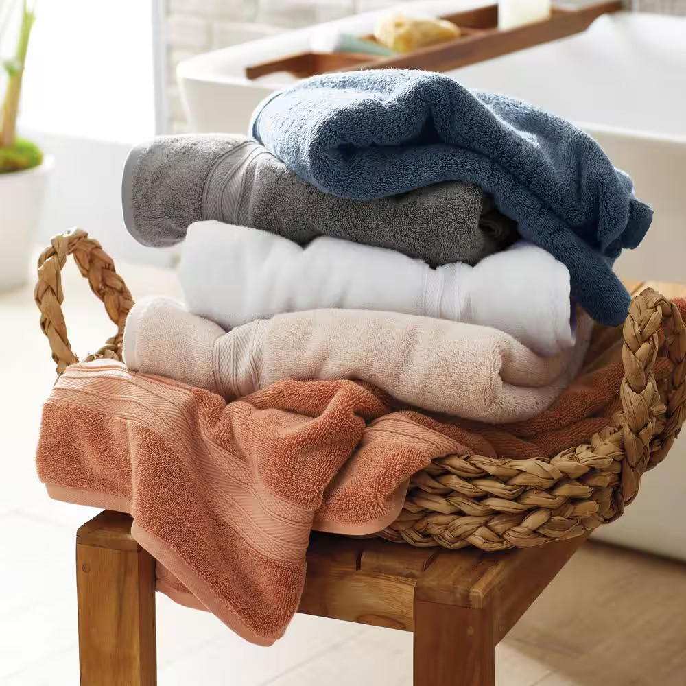 Cotton TENCEL Lyocell Sea Blue Solid Wash Cloth (Set of 2) gallery