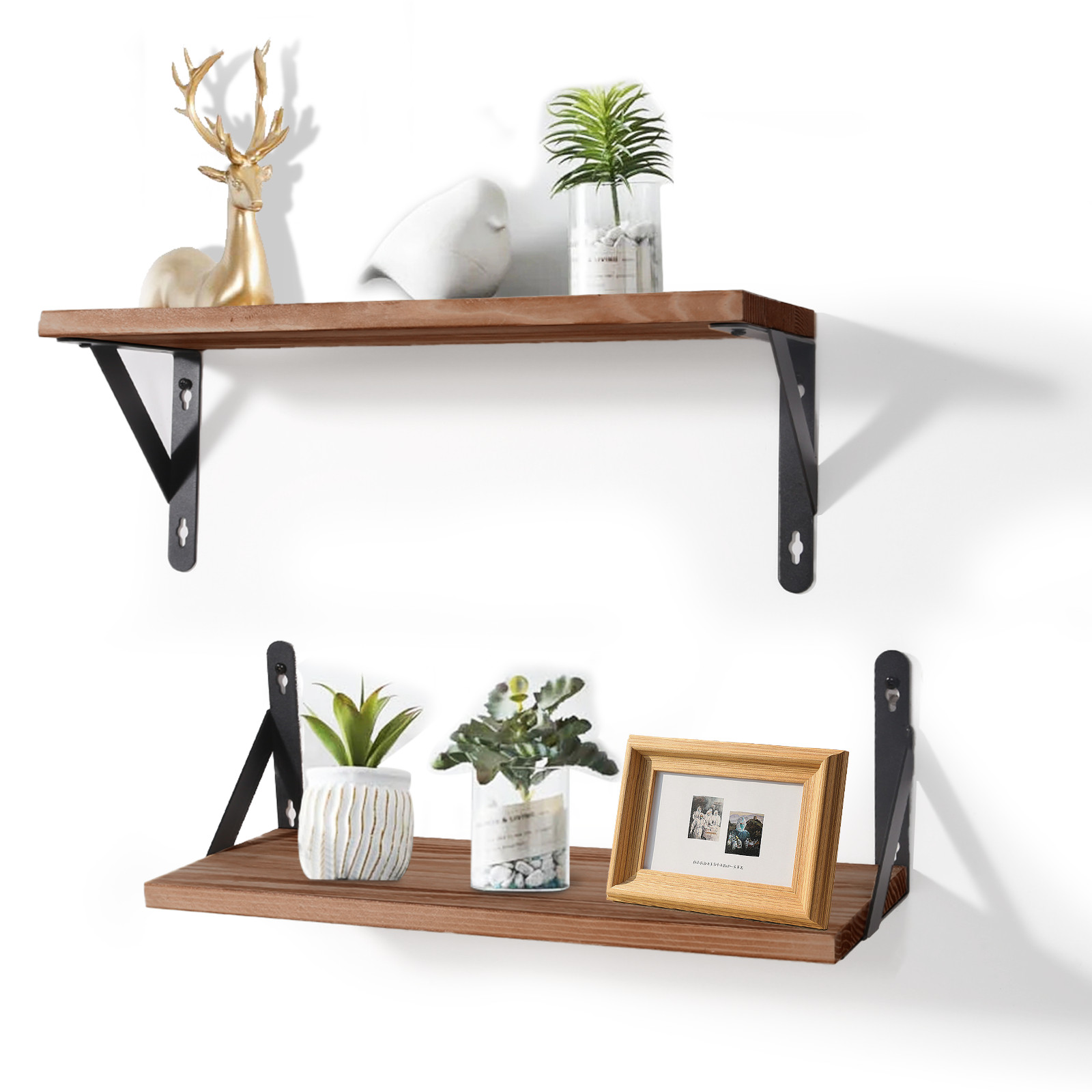 Uten 2PC Wall Mounted Floating Shelves For Bedroom Kitchen-30kg Capacity,Wooden gallery