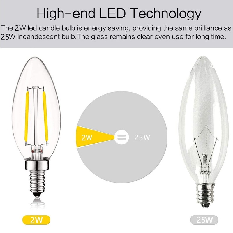2W LED Candelabra Bulb 25W Equivalent E12 Dimmable LED Bulbs Clear Filament V... gallery