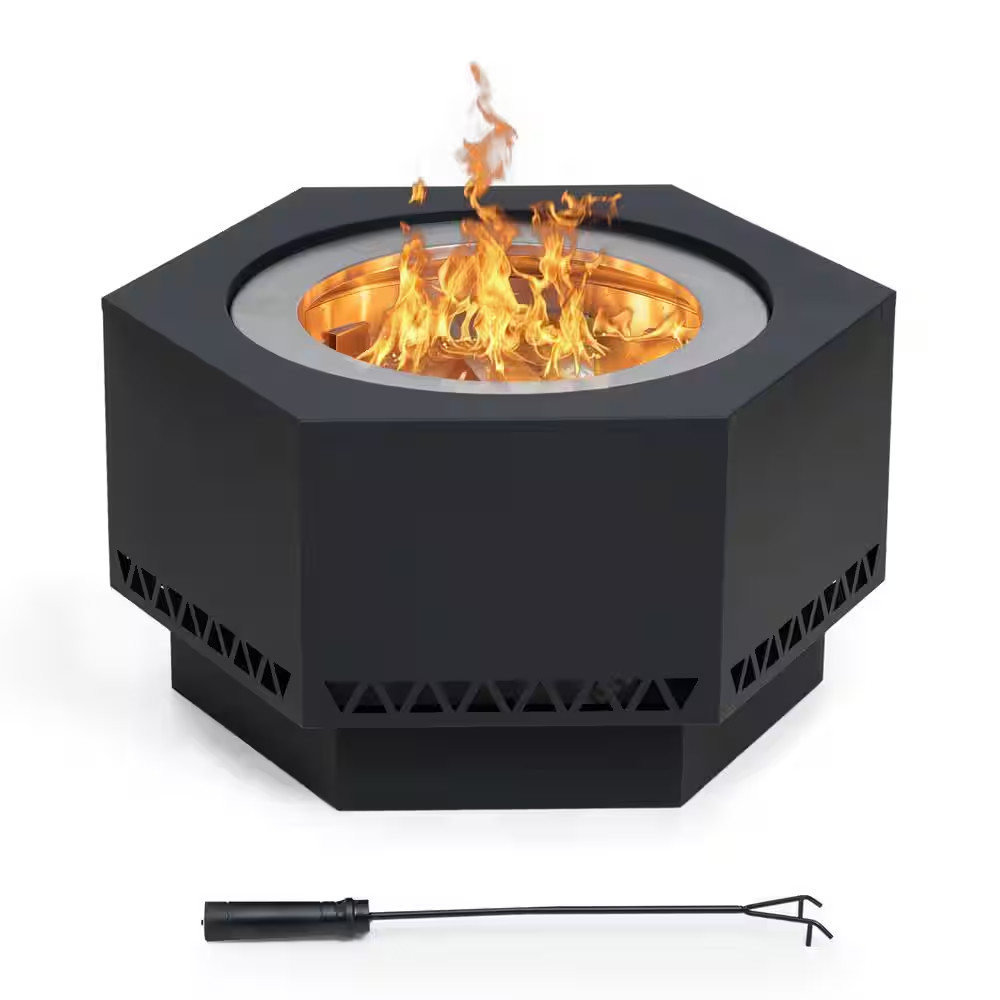 26 In. Lawrence V.1B Hexagonal Low Smoke Firepit gallery
