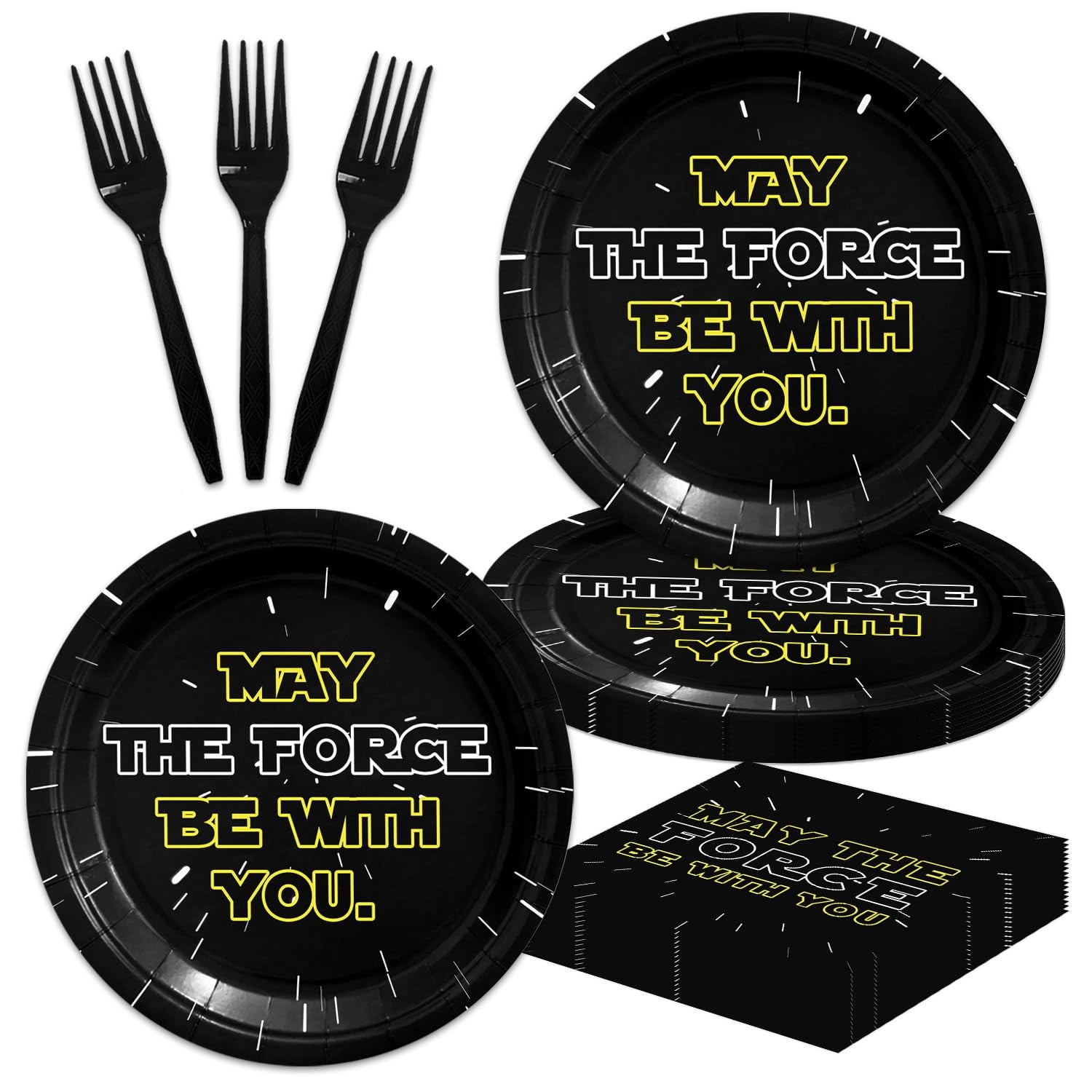 48 PCS May The Force Be With You Birthday Party Supplies Plates Napkins Forks gallery