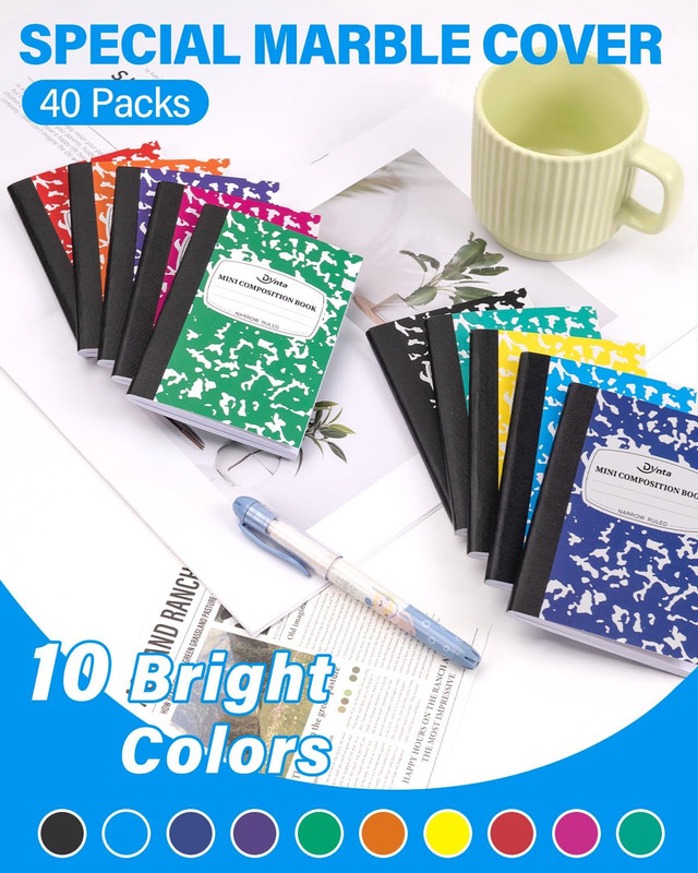 40 Pack Mini Composition Notebooks 3.25x4.5 Narrow Ruled Pocket Journal 10 Color gallery
