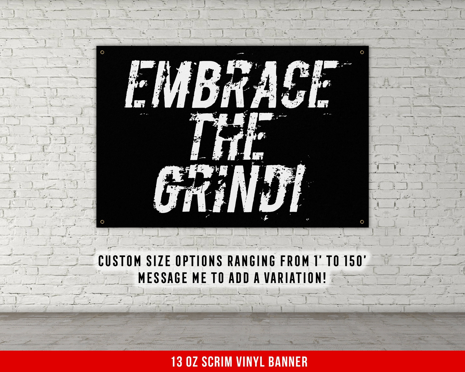 Embrace The Grind Banner - Motivational Home Gym Wall Art gallery