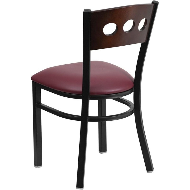 Metal Dining Chair Solid Back Burgundy Vinyl Seat Black Metal Frame 1 Pack New gallery
