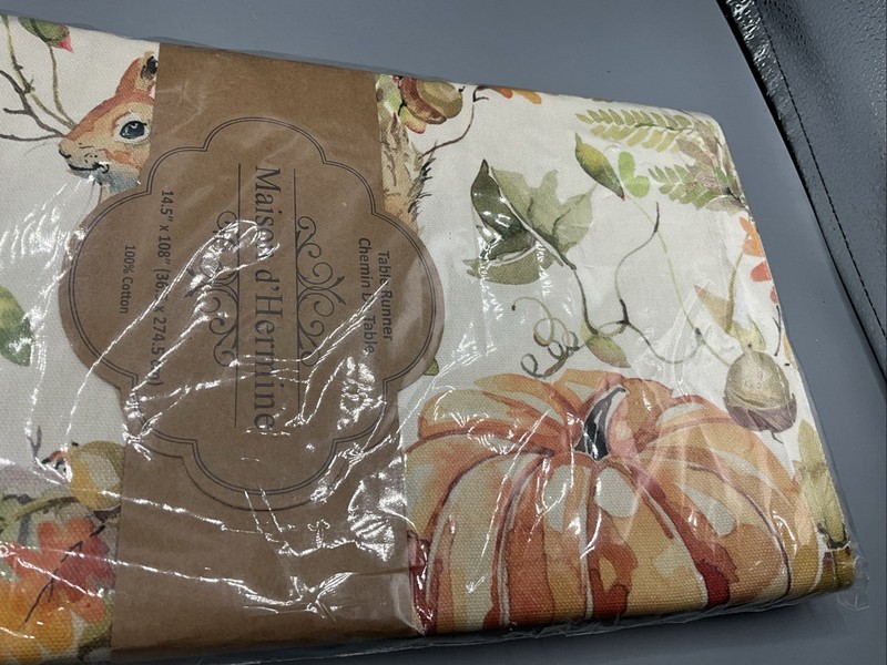 Maison d’Hermine Table Runner 14.5" x 108" 100% Cotton Pumpkin Passion NEW Seale gallery