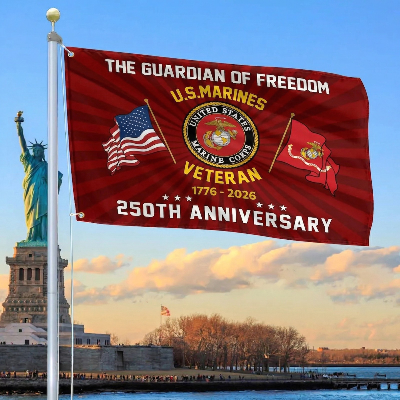US Marines 250th Anniversary House Flag Veteran gallery