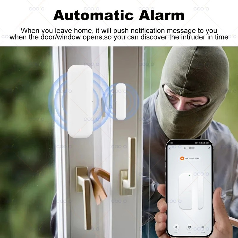 Zigbee Door Window Sensor for Tuya Smart Life Security Alarm with Open Closed gallery