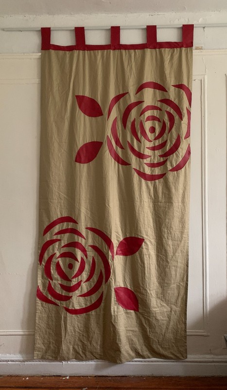 Vintage Large Flower/ Rose Pattern Appliqué Panel 46"W x 100"L gallery