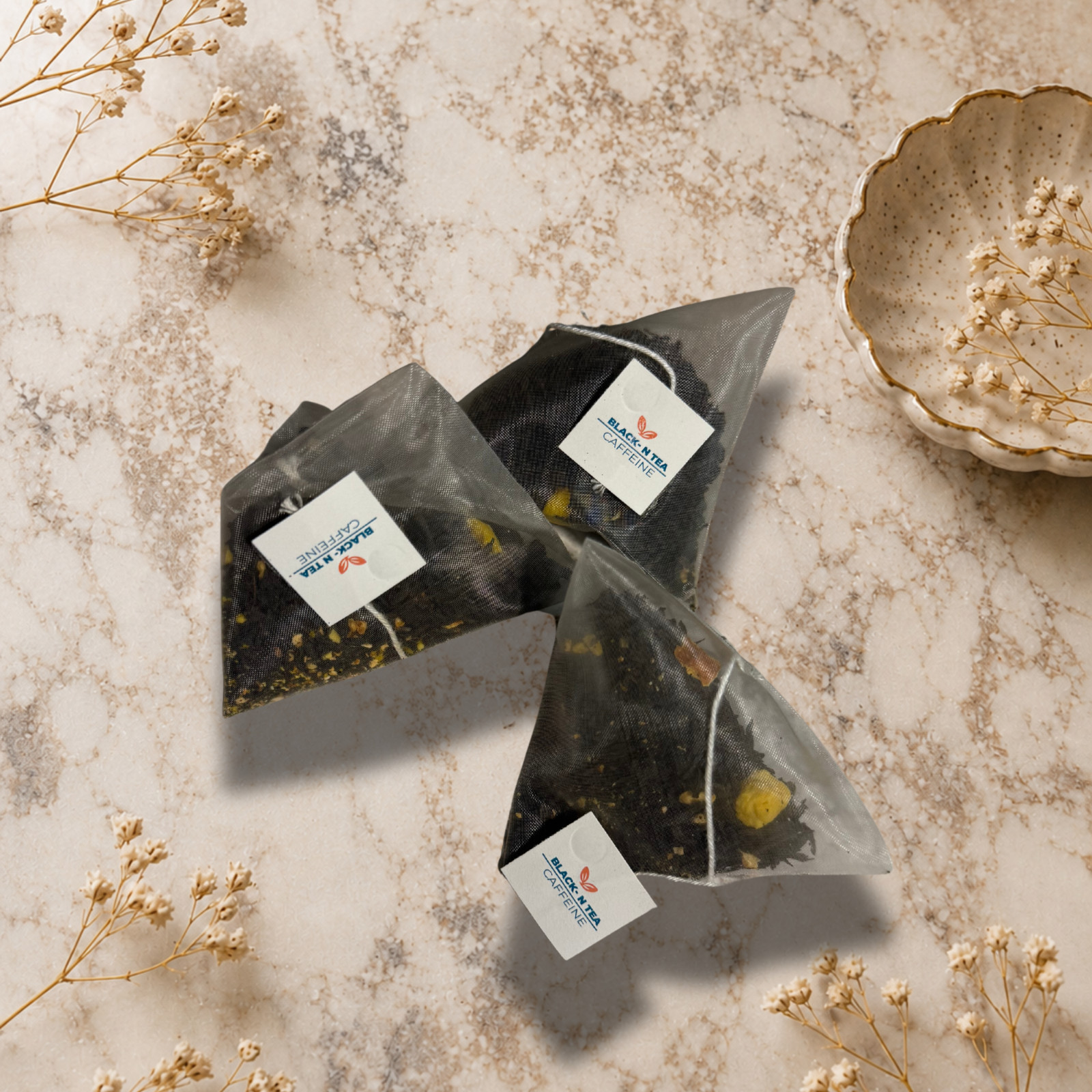 High Caffeine Premium Black Tea | 15 Pyramid Tea Bags | 150mg Caffeine | Energy gallery