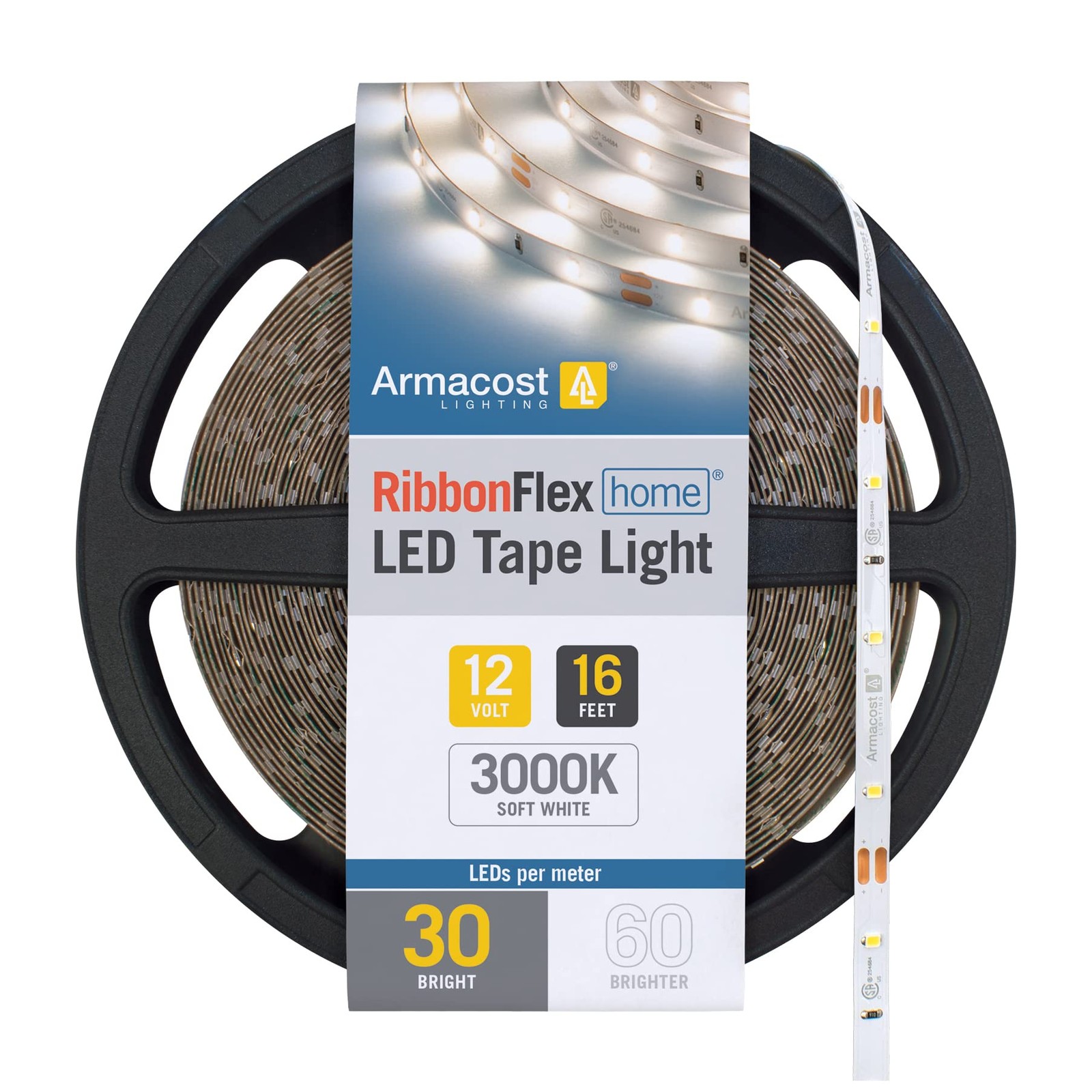 RibbonFlex Home 12V White LED Strip Light Tape 30 /m 3000K 16 ft (5m), .4 () gallery
