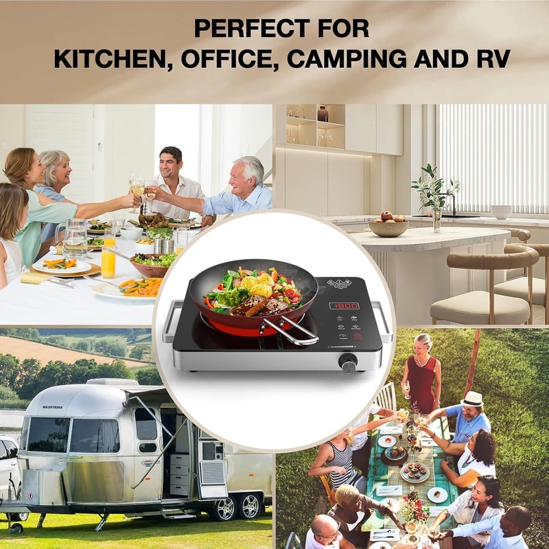 Protable Radiant Cooktop Countertop Single Burner Electric Stove Top 1800W 110V gallery