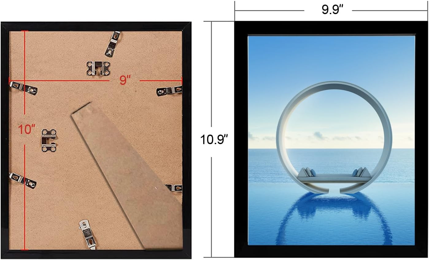 9x10 Black Picture Frame, Tabletop and Wall Mounting Horizontally or Vertically, gallery