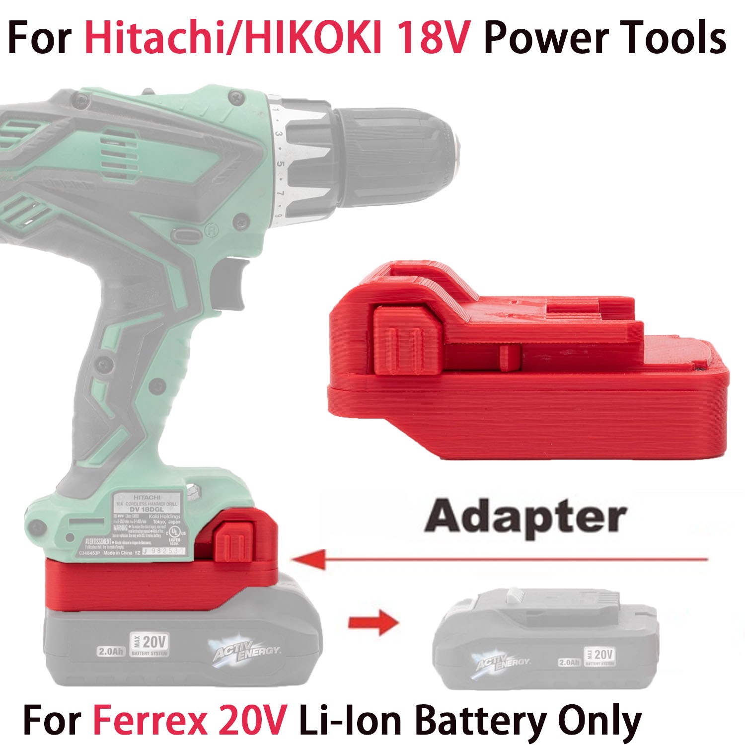 1x Battery Adapter For Ferrex 20V Li-ion Battery To For Hitachi/HIKOKI 18V Tools gallery
