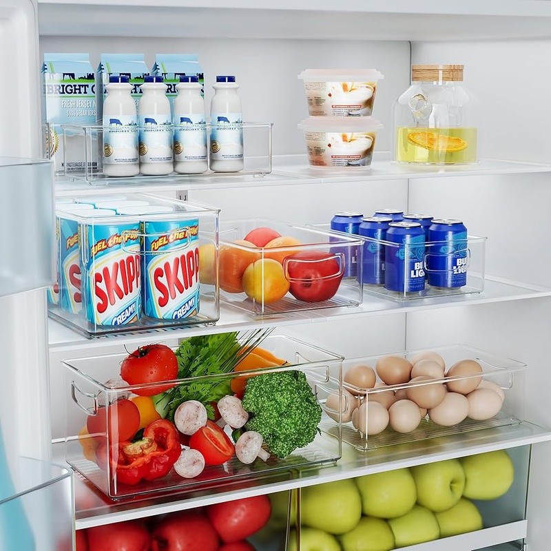 XL Clear Freezer Storage Bins Stackable Food Safe PET Durable Organizers New gallery