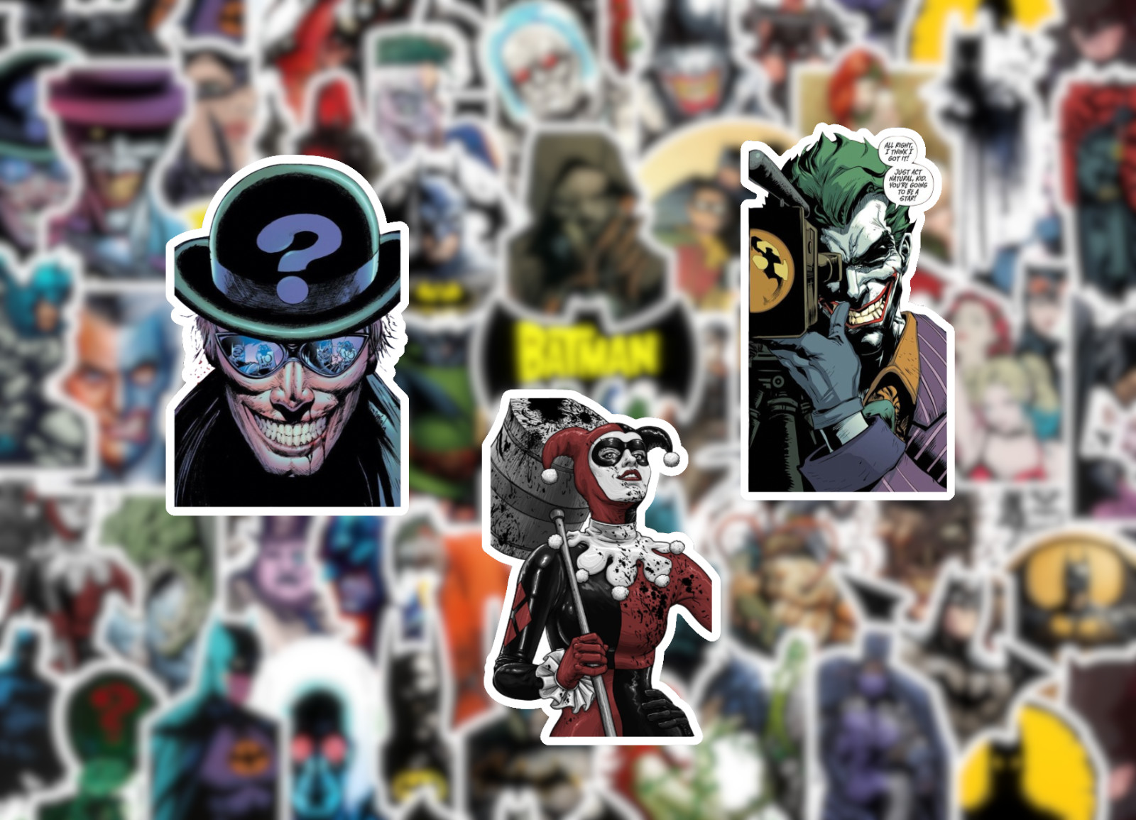 25/50 Batman Sticker Pack - Waterproof Vinyl - Joker Harley Quinn Riddler gallery