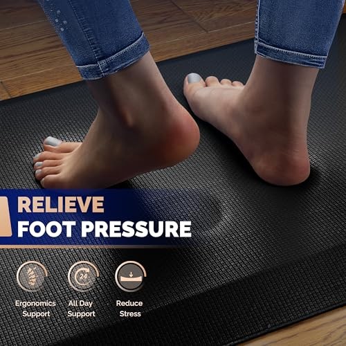 Anti Fatigue Mat for Standing, 9/0 Extra Thick 59"L x 20"W x 0.9"Th 1 Black gallery