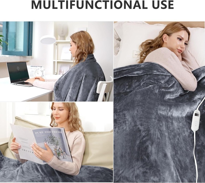 10 Level Heating Blanket Fast Electric Heated Throw Humanized Soft Flannel 50x60 gallery